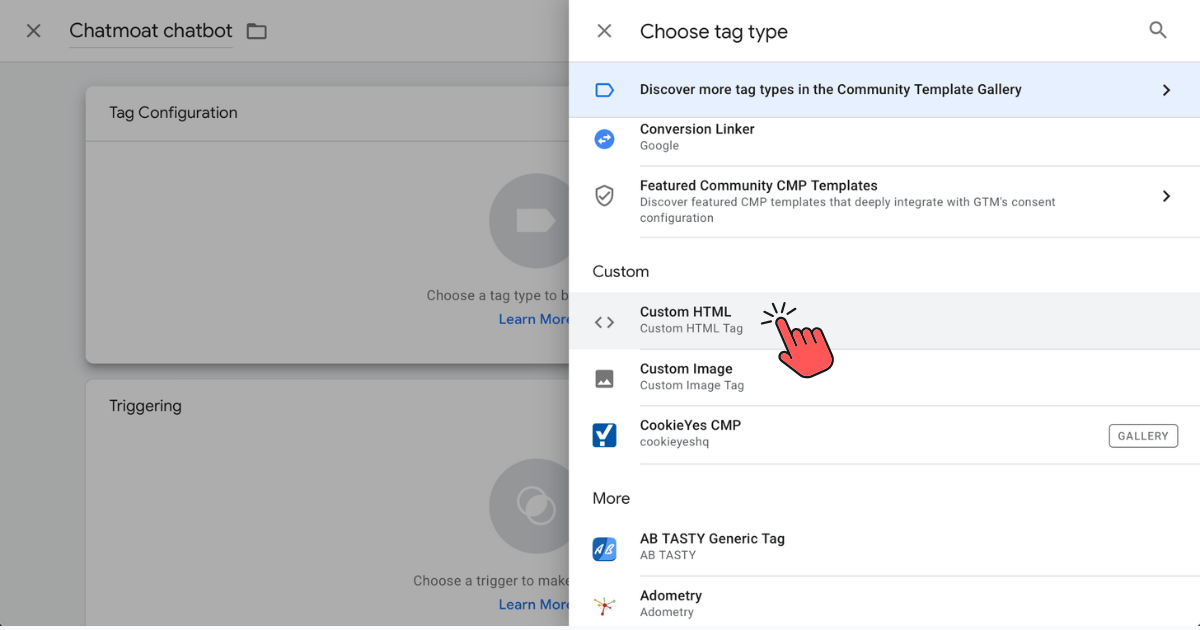 Selecting Custom HTML tag type