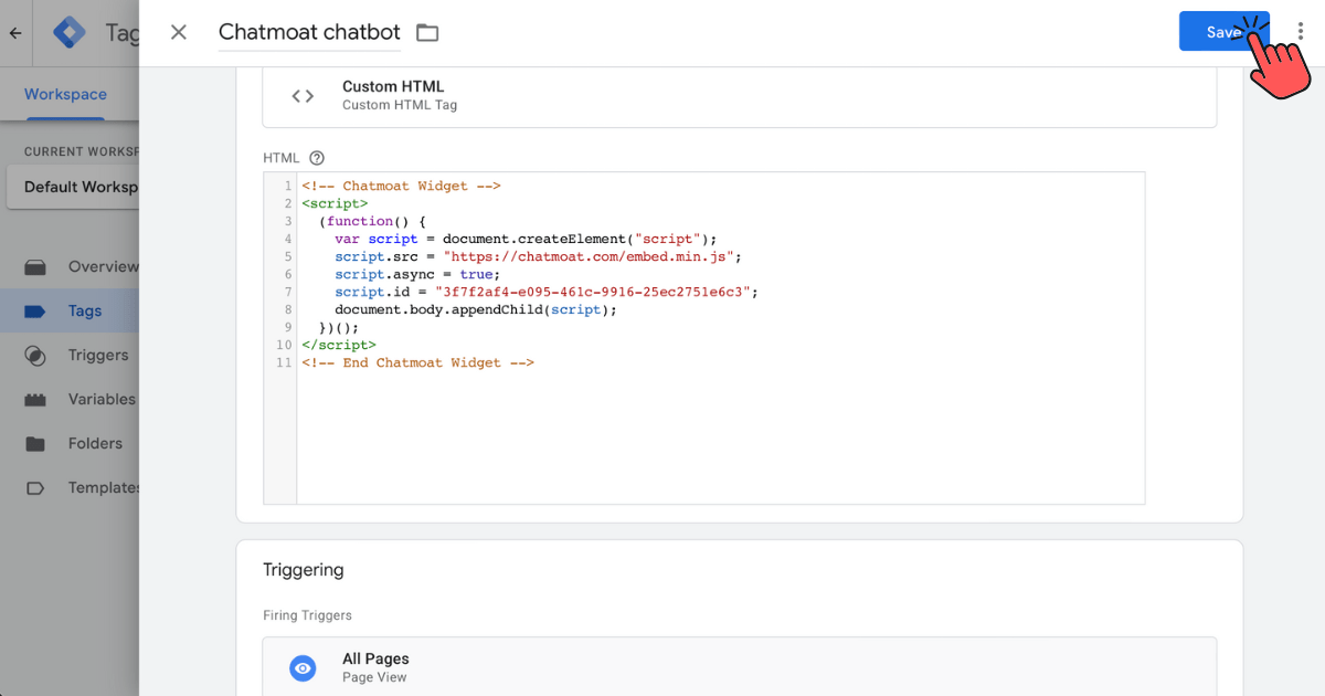 Saving the Chatmoat chatbot tag