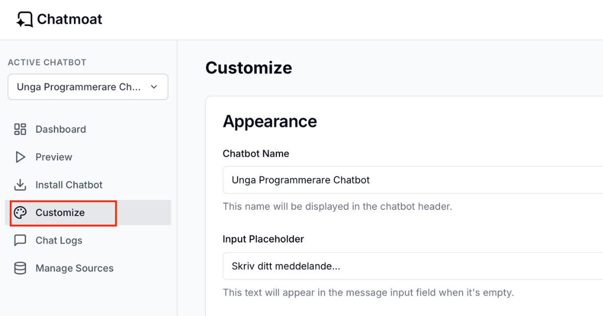 Select GPT-5 in Chatmoat dashboard
